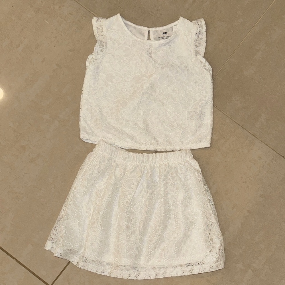H&M White Lace Top and Skirt Set NWT